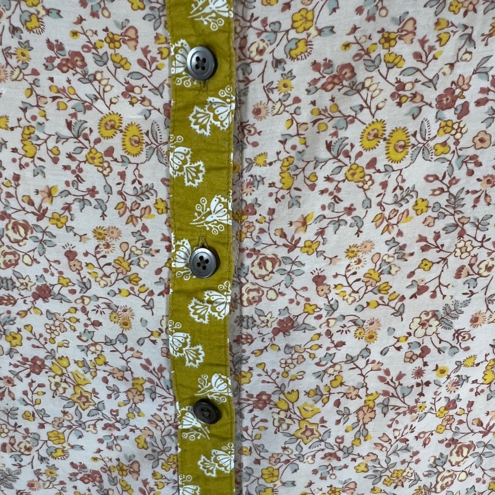 Madewell Mixed Floral Button Back Short Sleeve Top Yellow Pink Small Cottagecore - Picture 10 of 10